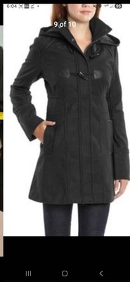 Yoki womans , Hooded P-Coat  Size Medium  ,Black Wool/ Polyester Blend