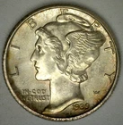 1939 D Mercury Silver Dime 10c US Coin TONED Uncirculated Denver Mint