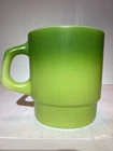 Vintage Anchor Hocking  Fire King  Avocado Green Ombré Stacking Milk Glass Mug