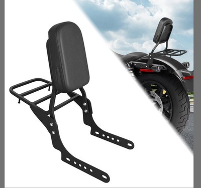 AUFER Detachable Black Rear Passenger Backrest Sissy Bar with Luggage 