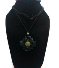Unisex Inca Chakana Necklace Carved Stone