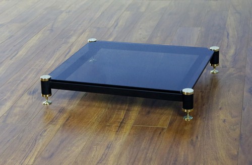 Beautiful VTI BLG404GB-01 Audio Black Tinted Glass Amp Stand, Brand NEW - Zdjęcie 1 z 2