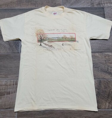 Vtg 99 D. Morgan Deadstock Single Stitch Illinois T-Shirt Yellow Anvil Medium Sz