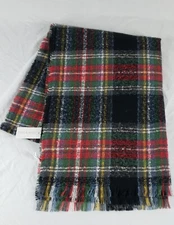 Mia & Tess Plaid Wide Blanket Scarf W/Fringe NWT's Soft One Size Fits Most