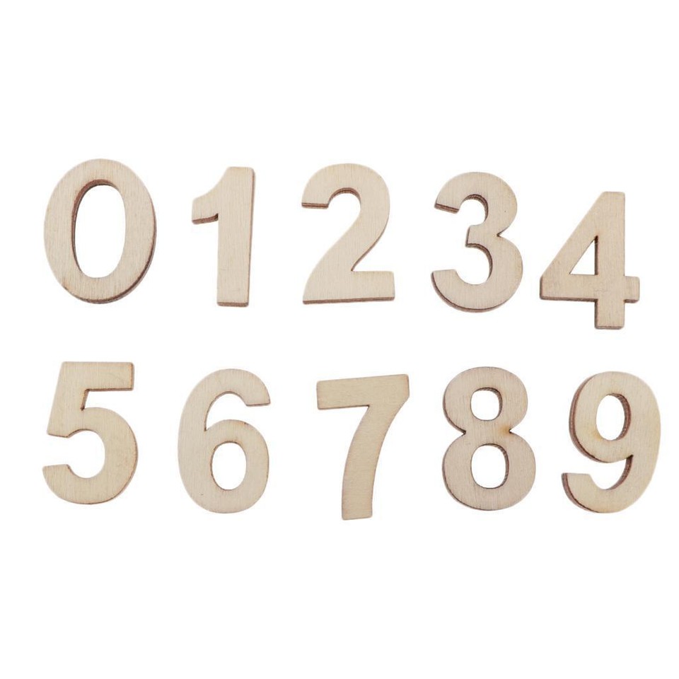 50 Pieces Smooth Natural Wooden Numbers Wood Embellishments eBay