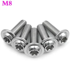 M8 x 1.25 Stainless Steel Flanged Button Head Torx Socket Screws Six Lobe Bolts