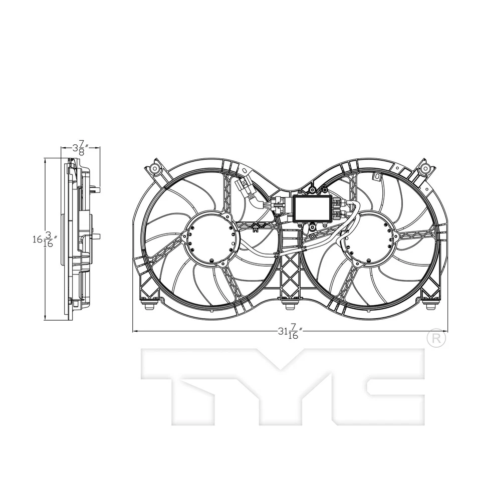 适用于 2013 - 2017 年日产探路者双散热器和冷凝器风扇组件 TYC — 第 3/4 张图片