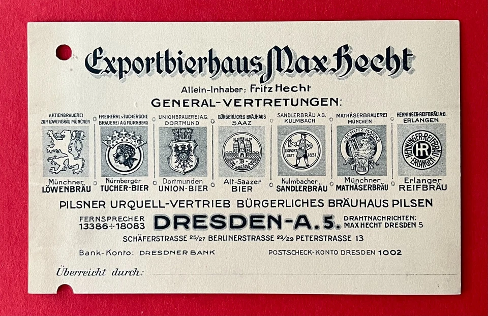 Reklame Vertreter AK DRESDEN um 1906 Exportbierhaus Max Hecht   ( 144148 - Bild 1 von 2