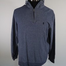 IZOD Saltwater Sweater Mens Large 1/4 Zip Pullover Mock Neck Blue Long Sleeve
