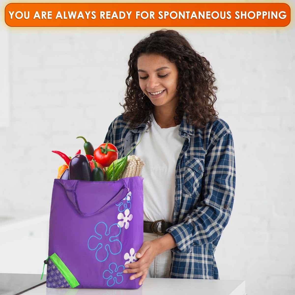 Rumyve Reusable Grocery Bags,Folding Shopping Bags,Waterproof Tote - View #7