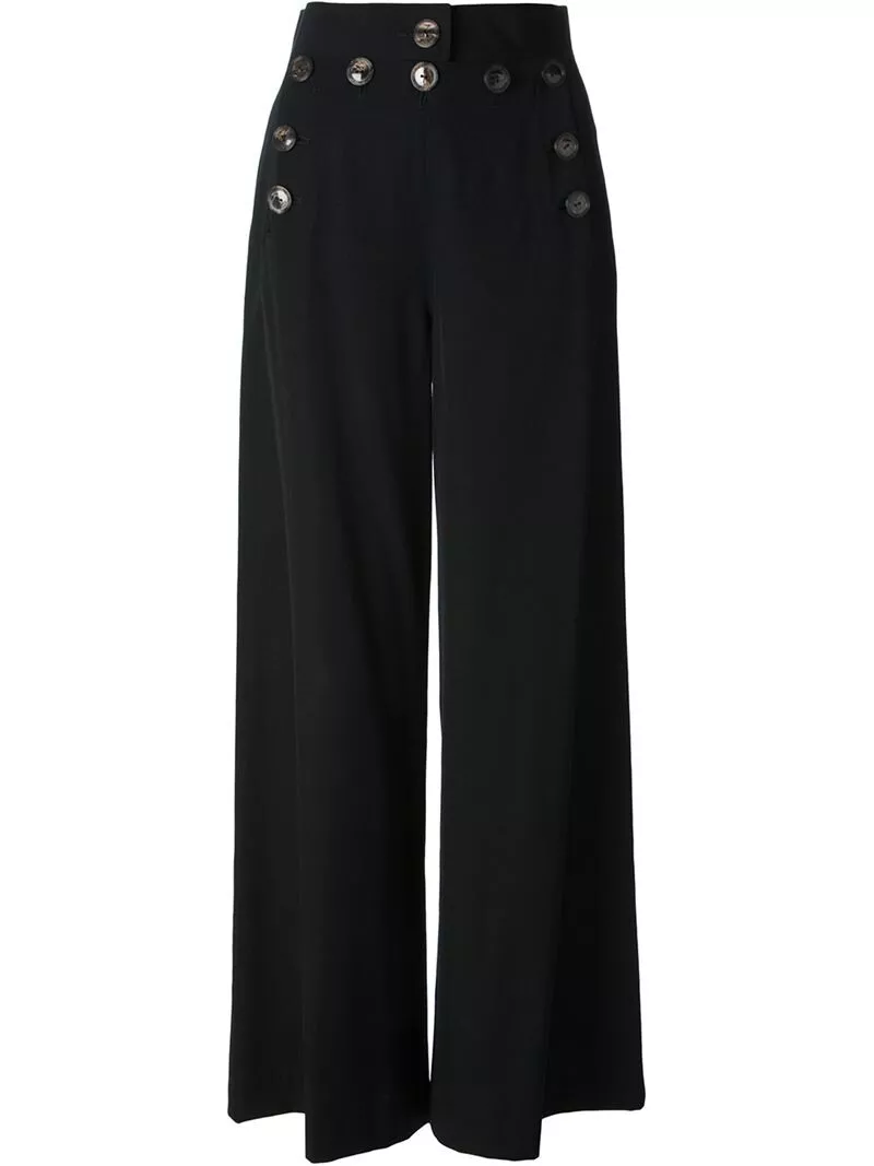 Jean Paul Gaultier JPG Black Wool Sailor Pants Wide Leg hi-rise ...