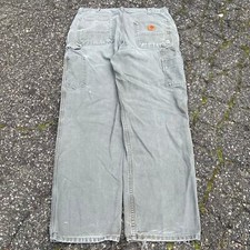 Vintage mos green faded Carhartt work wear carpenter pants