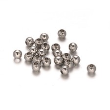 200 Pcs 5mm Round 304 Stainless Steel Bead Spacers Crafts Stainless Steel Color