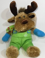 Vintage NWT 16" Dan Dee Plush MOOSE Lime Green Snow Suit Skiing Scarf Mittens