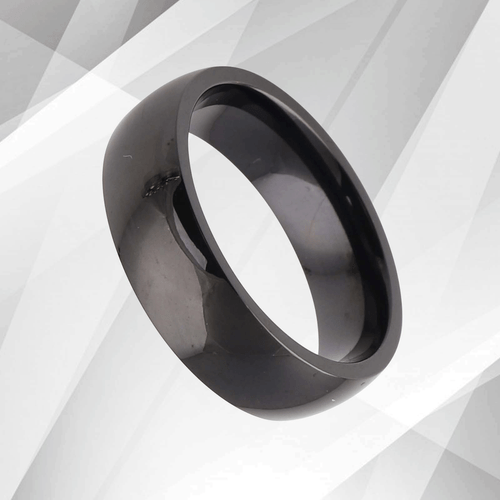 6mm MENs Sparkling Black Titanium Anniversary Wedding UK Band Ring Comfort Fit - Picture 3 of 12