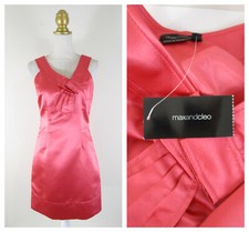 Max And Cleo Melon Pink Asymmetrical V Neck Shift Dress Size 6 NWT