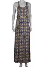Renee C Dress Size S Brown Printed Maxi Sheath Sleeveless Full Length Rayon