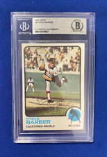 1973 TOPPS STEVE BARBER ANGELS SIGNED AUTOGRAPHED AUTO #36 CARD BECKETT AUTH