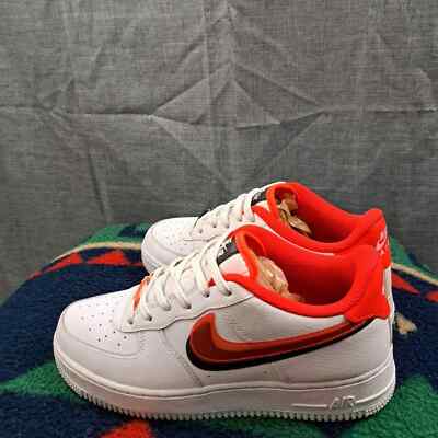 Nike Shoes Youth White Air Force LV8 GS Crimson Double Swoosh