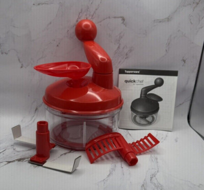 Tupperware Quick Chef Food Processor Chop Blend Whisk Red NEW OPEN BOX VTG 2001