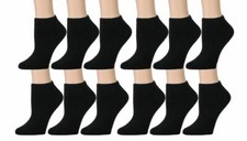 12 PK of Yacht  Smith Kids Boys Cotton Quarter Ankle Socks In Black 4-6 -