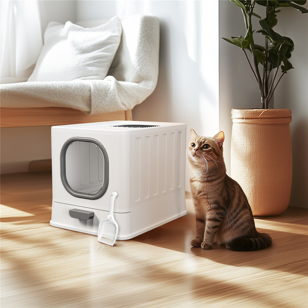 With Lid Fully Enclosed Anti-splashing Cat Kitty Litter