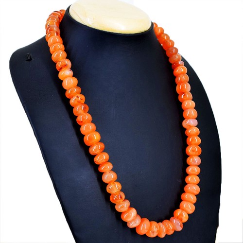 600.00 Cts Earth Mined Round Shape Orange Carnelian Beads Necklace NK 48E34 eBay