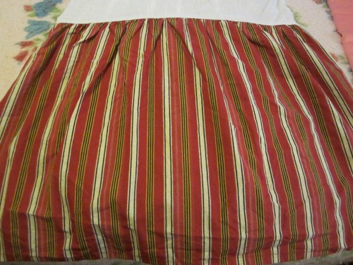 RALPH LAUREN CHAPS  JULIETTE Red/Yellow STRIPE 15" DROP GATHERED Queen BED SKIRT