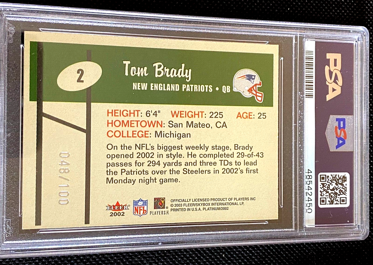 マンボウとサンバ トレーディングカード No.7 PSA 7 NM TOM BRADY PLATINUM FINISH SP #D /100 #2 2002 FLEER