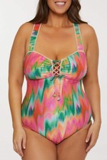 Becca ETC Plus Size Mirage Lace Up One Piece Swimsuit Designer Swimwear