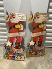 2 Vintage Coca Cola Santa Cardboard Store Displays Dancing Elves Christmas Tree
