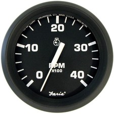 Faria Euro Black 4" Tachometer - 4000 RPM Diesel  Mechanical Takeoff 