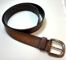 Stamp TOOLED BROWN LEATHER BELT Fits 26-30" Small Western Y2k Brass Cowgirl