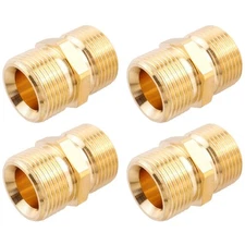4 Pcs Pressure Washer Hose Connector Brass Double M22-14mm Metric Male Thread...