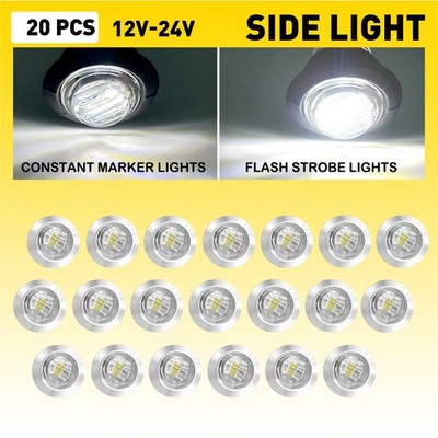 20X 3/4'' Strobe+Steady Marker White Lights Dual Mode LED Flash Semi-trailers EXV