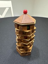 True Genius Wooden Pagoda Ball Sorting Puzzle Brain Teaser Rotating Layers