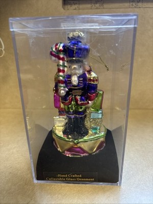 Far East Brokers Glass Nutcracker Presents & Candy Christmas Ornament New
