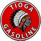 VINTAGE TIOGA CHIEF GASOLINE PORCELAIN SIGN MOTOR OIL GAS STATION PUMP MUSGO