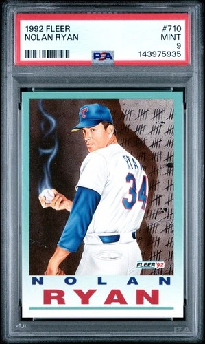 1992 FLEER #710 NOLAN RYAN "WHO'S NEXT?", PSA 9  MINT