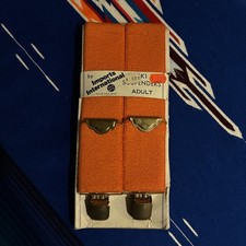 Vintage 70s Suspenders Orange Imports ImInternational New Old Stock USA Made
