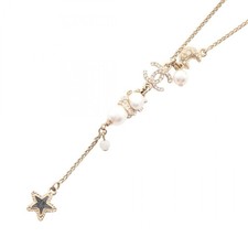 Collana CHANEL COCO Mark ciondolo placcato oro perle artificiali strass usata