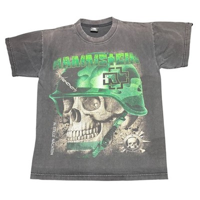 Vintage Rammstein T-Shirt Men's Medium Industrial Gothic Skull Distressed Y2K