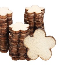 10mm Wooden Flowers, 50 Pack Unfinished Wood Flowers Blank Wooden Cutouts