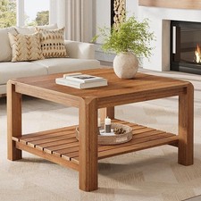 Solid Wood Square Coffee Table, 31.5-Inch Modern Center Table for Living Room