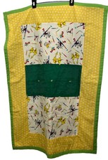 Vtg Dr Seuss Quilted Baby Blanket Handmade 42  X 30  Lime Green/Yellow Polka Dot