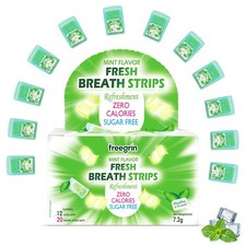 Breath Strips Fresh Mint Flavor,Individual Packs 12 20-Strip Packs,Portable P...