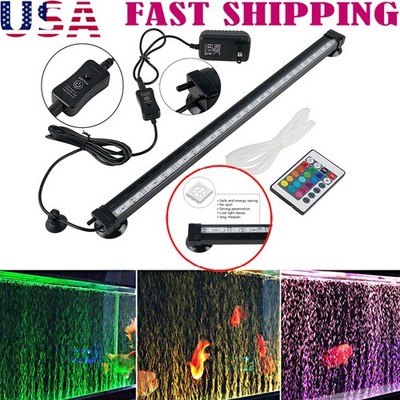 Aquarium Underwater Air Bubble LED Light Fish Tank RGB Submersible Lamp W/Remote