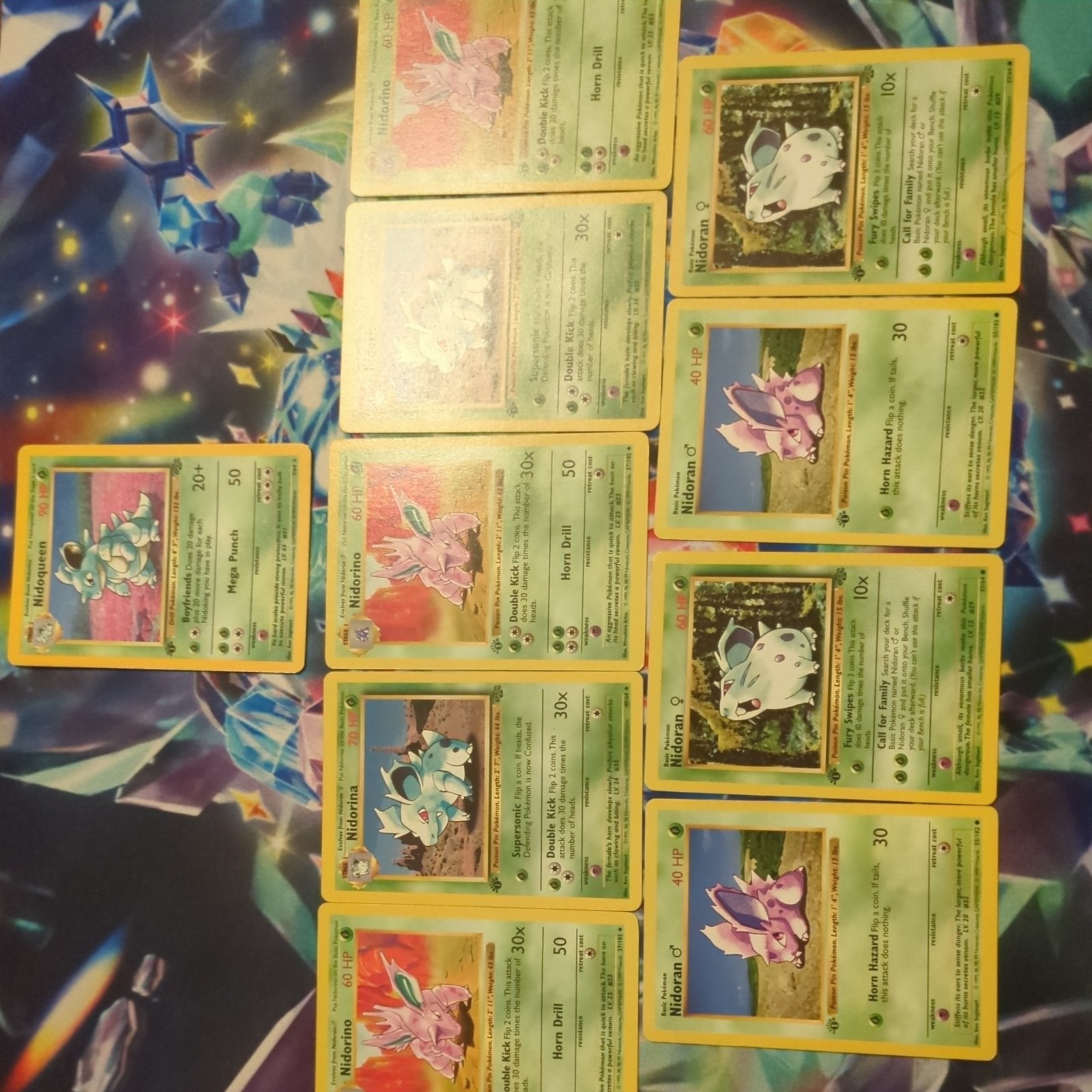 Pokemon TCG Nidoran 55/102  & Nidorino 37/102 Base set Shadowless First Edition