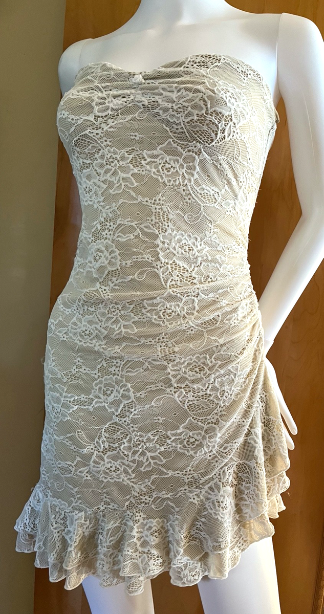 chinese dress ladies Fayette Strapless Mesh Mini Dress White main image 0
