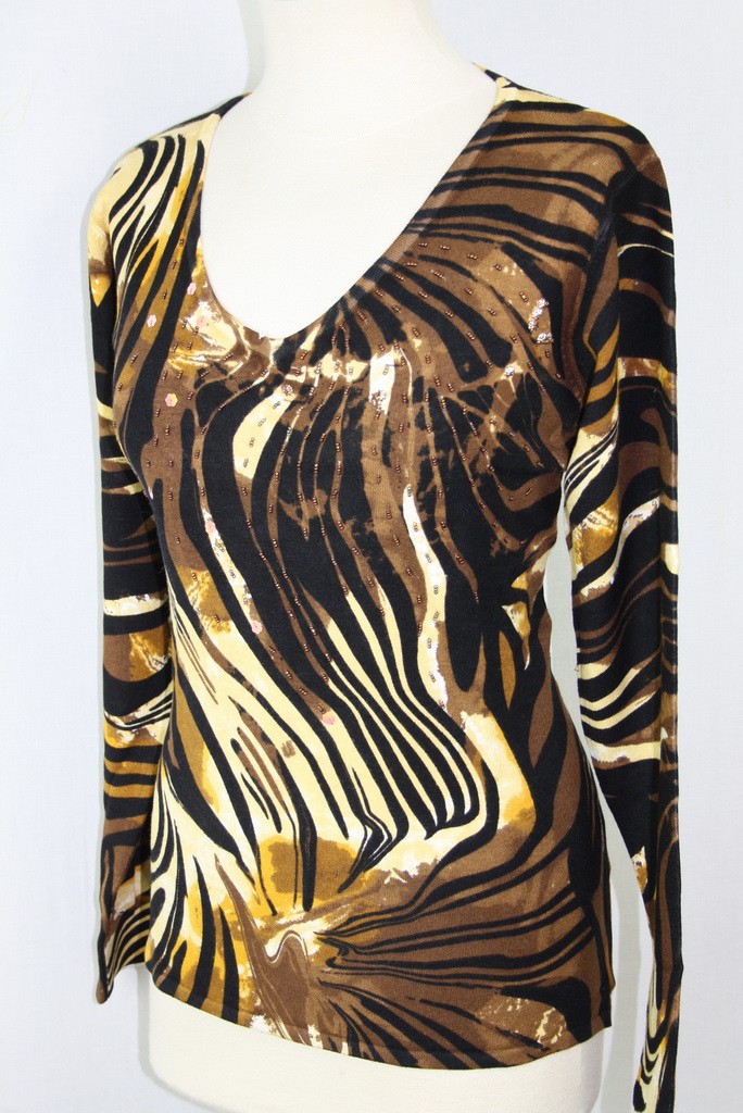 Jersey de mujer parte superior suéter animalprints bordado de perlas viscosa IMAGINI talla 40
